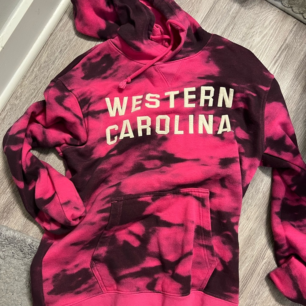Western Carolina Pink and Black Tie-Dye Hoodie
